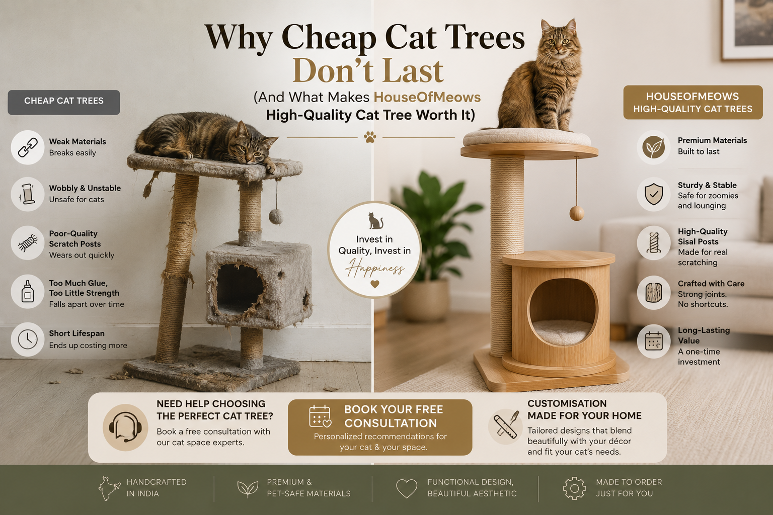 Why Cheap Cat Trees Don't Last & What Makes HouseOfMeows High-Quality Cat Tree Worth It