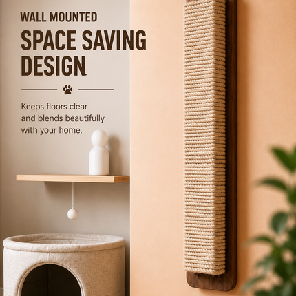 Vertical Sisal Cat Scratcher | Wall Mounted Scratching Post for Cats