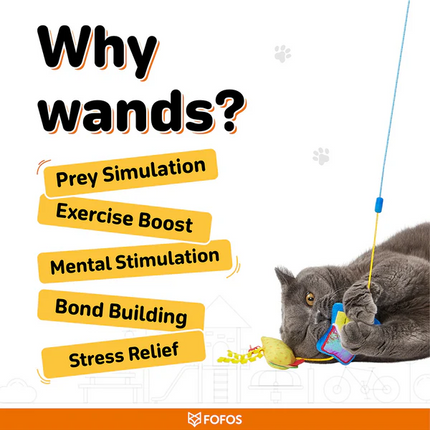 Fofos Wand Hungry Kittens Teaser Toy for Cats