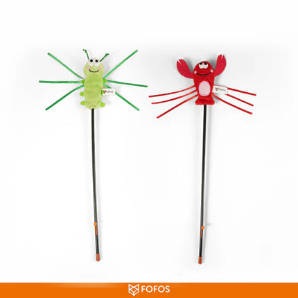 BarkButler x FOFOS Moving Lobster Wand - Interactive Cat Teaser Toys with Catnip - Cat Toy Set - Red