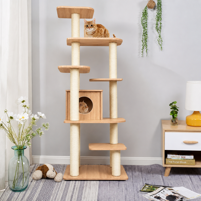 House of Meows – Everest Heights Wooden Cat Tower (Best Seller)