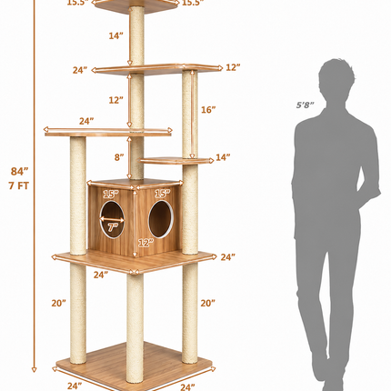 House of Meows – Everest Heights Wooden Cat Tower (Best Seller)