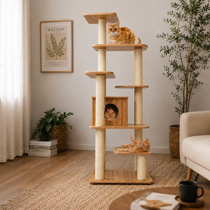 House of Meows – Everest Heights Wooden Cat Tower (Best Seller)