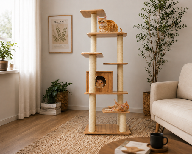 House of Meows – Everest Heights Wooden Cat Tower (Best Seller)