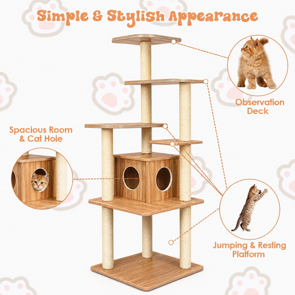House of Meows – Everest Heights Wooden Cat Tower (Best Seller)