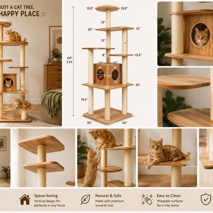 House of Meows – Everest Heights Wooden Cat Tower (Best Seller)