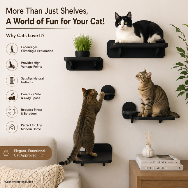 House of Meows – Wall-Mounted Cat Shelves Set (Best Seller)