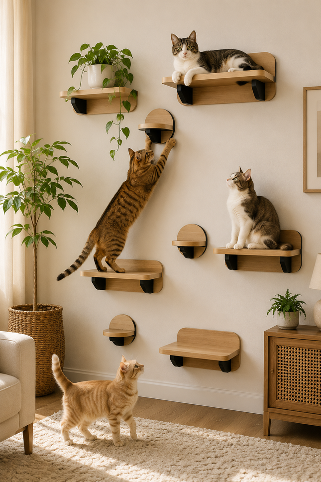 House of Meows – Wall-Mounted Cat Shelves Set (Best Seller)