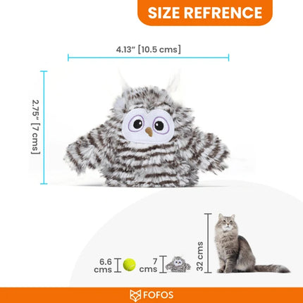 Barkbutler x Fofos Flapping Owl Chirping Interactive Toy for Cats (Brown)