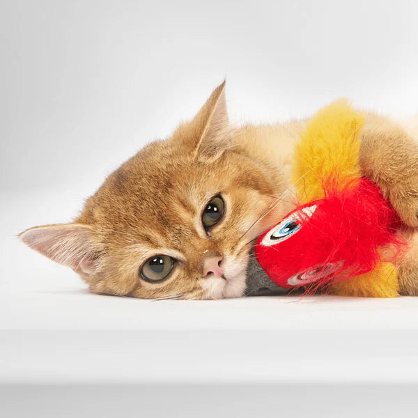 Barkbutler x Fofos Parrot with Catnip Balls Interactive Toy for Cats (Red)