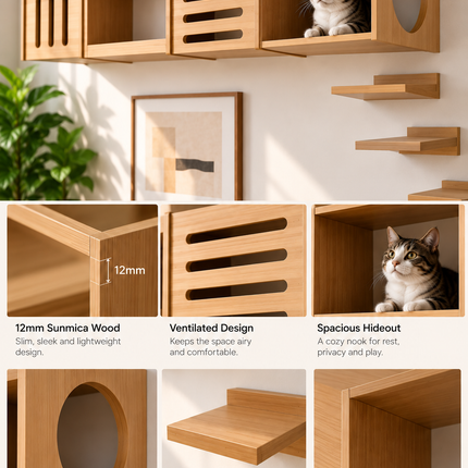 HOM Feline Habitat Premium Modular Wall-Mounted Cat Furniture System
