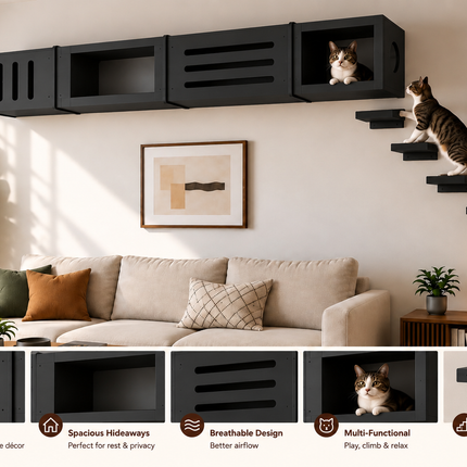 HOM Feline Habitat Premium Modular Wall-Mounted Cat Furniture System