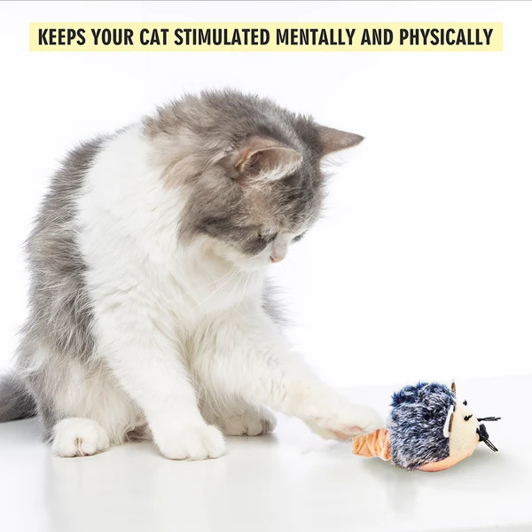 BarkButler x Fofos Pull String & Sound Chip Mouse Electronic Cat Toy, Grey|US Grade Catnip Inside|Motion Activated Mouse Sounds|Soft Plush Fabric|for All Cat&Kitten Breeds