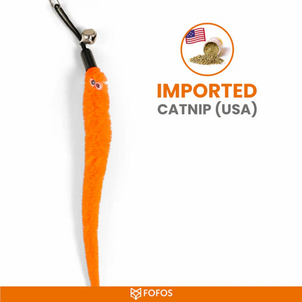Barkbutler x Fofos Retractable Worm Teaser Toy with Catnip for Cats