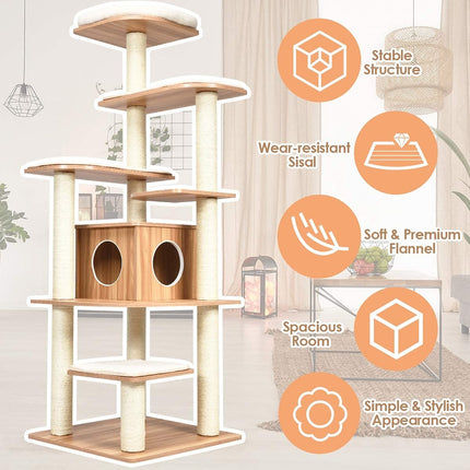 House of Meows – Everest Heights Wooden Cat Tower (Best Seller)