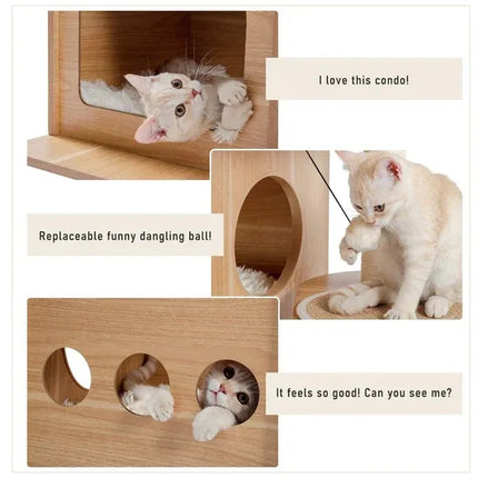 House of Meows – Multi-Level Cat Tree Condo | 5-Tier Wooden Cat Tower