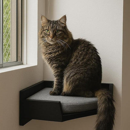 House Of Meows - Wall Mounted Wooden Cat Corner Shelf