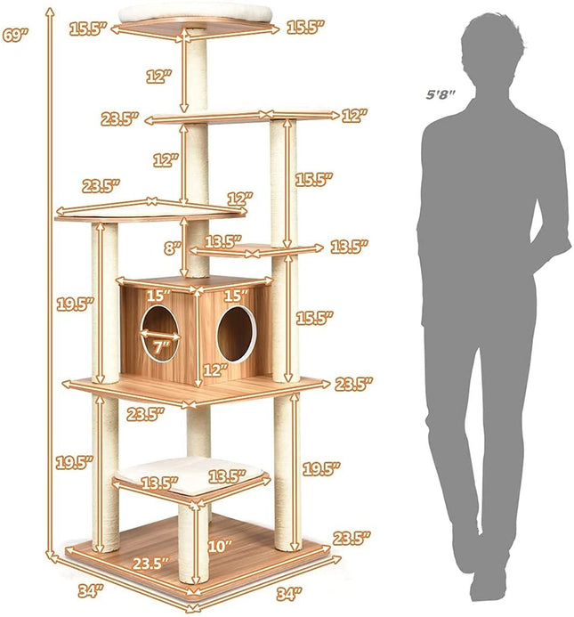 House of Meows – Everest Heights Wooden Cat Tower (Best Seller)