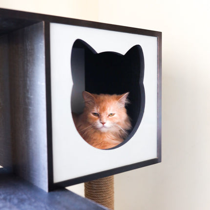 House of Meows - Midnight Paws Cat Haven | Black and White Cat Tree