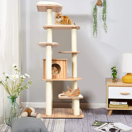 House of Meows – Everest Heights Wooden Cat Tower (Best Seller)