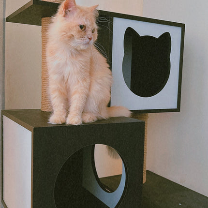 House of Meows - Midnight Paws Cat Haven | Black and White Cat Tree