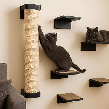 House of Meows – Panther’s Perch Black Pole Scratcher Set (Best Seller)