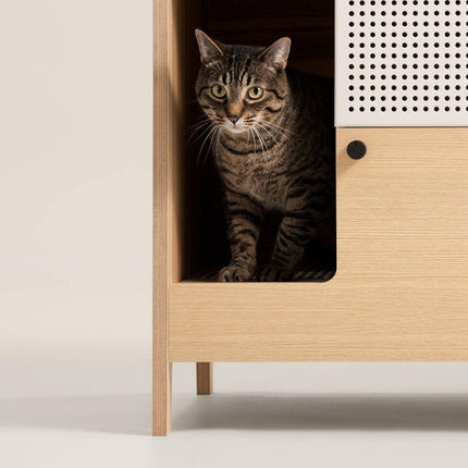 House of Meows –  The Ultimate Litter Box Cabinet | Stylish, Functional, and Cat-Approved
