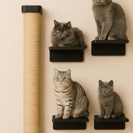 House of Meows – Panther’s Perch Black Pole Scratcher Set (Best Seller)