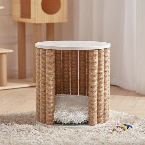 House of Meows 3-in-1 Cat Scratcher House  | Multipurpose Cat Furniture