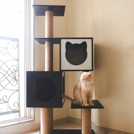 House of Meows - Midnight Paws Cat Haven | Black and White Cat Tree