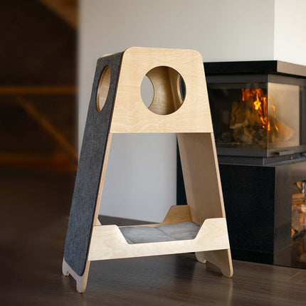 House of Meows – Modern Cat Tower & Dog House | Wooden 2-Level Pet Condo