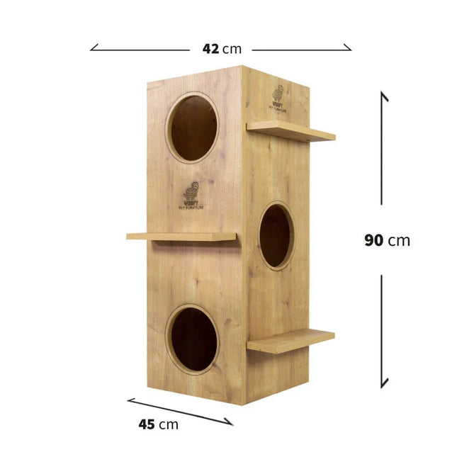 House of Meows – The Peekaboo - Wooden Cat Condo Tower