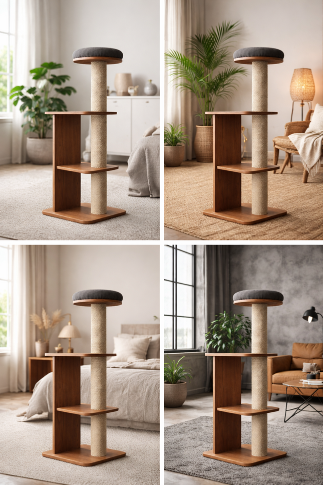 House of Meows – 40 Inch Premium Wooden Cat Tree