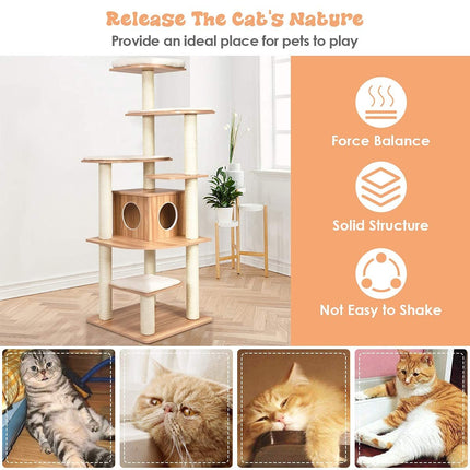 House of Meows – Everest Heights Wooden Cat Tower (Best Seller)