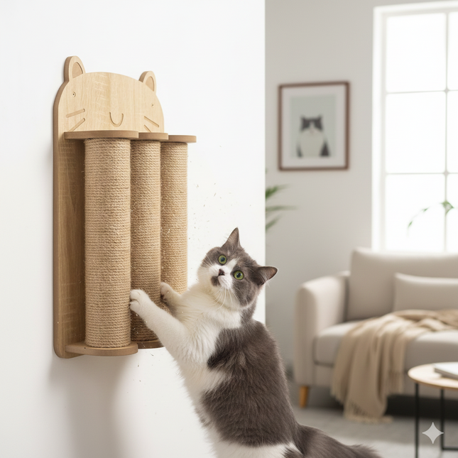 House of Meows – ScratchShield Wall Cat Scratcher | Vertical Sisal Scratching Post (Wall-Mounted)