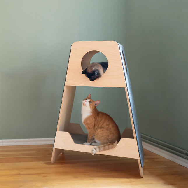 House of Meows – Modern Cat Tower & Dog House | Wooden 2-Level Pet Condo