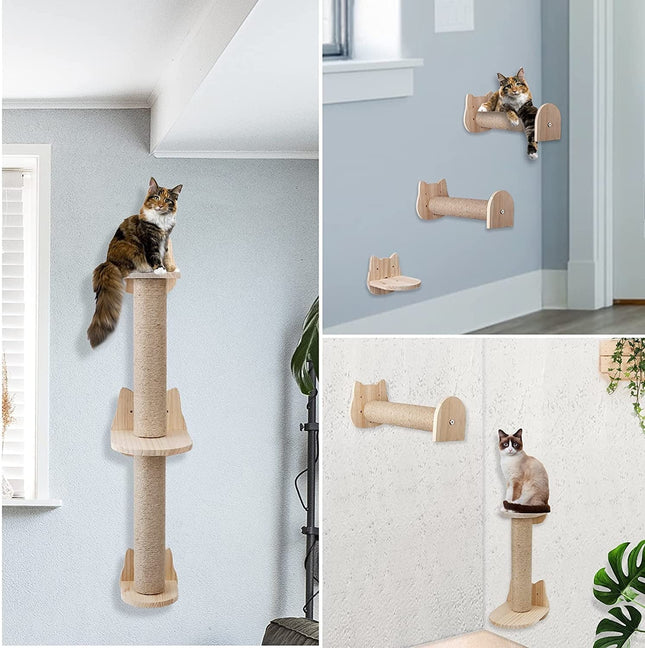House of Meows Cat Wall Step – Solid Wood Wall Mounted Climbing Step
