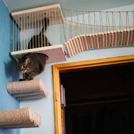 House of Meows Vertical Cat Climbing Wall Step | Jute Wall Mounted Cat Scratcher