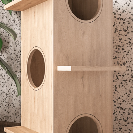 House of Meows – The Peekaboo - Wooden Cat Condo Tower
