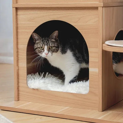 House of Meows – Multi-Level Cat Tree Condo | 5-Tier Wooden Cat Tower