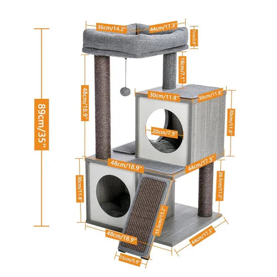 HOM Purrfect Retreat Medium Grey Cat Tree