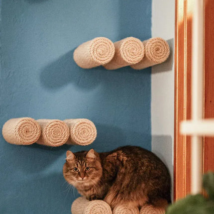 House of Meows Vertical Cat Climbing Wall Step | Jute Wall Mounted Cat Scratcher