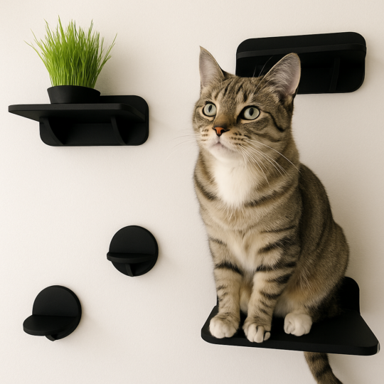 Wall-Mounted Cat Shelves Set with 3 Steps for Playtime and Napping (Best Seller)
