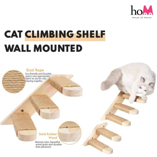 HOM 5 Steps Cat Stairway with Sisal Rope Scratching for Cats