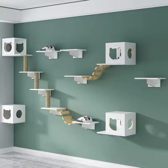 Wall Mount Gym for Cat Play Area: Perfect for Multi-Cat Homes and Boarding Spaces