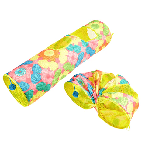 SKUwhiteBG1 Barkbutler x Fofos Floral Pop Up Tunnel Toy for Cats