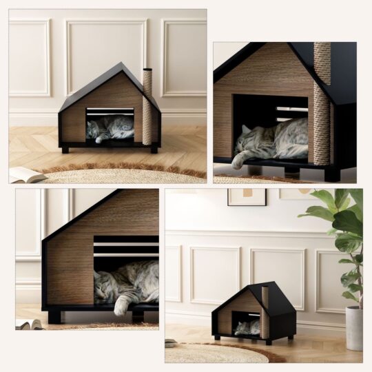 Wooden Cat House, Cat Condos for Indoor Cats