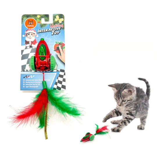 Barkbutler x Fofos Holiday Interactive Car Toy for Cats (Red)