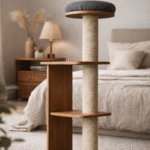 House of Meows Premium Wooden Cat Tree 40 Inch with Natural Sisal Scratcher